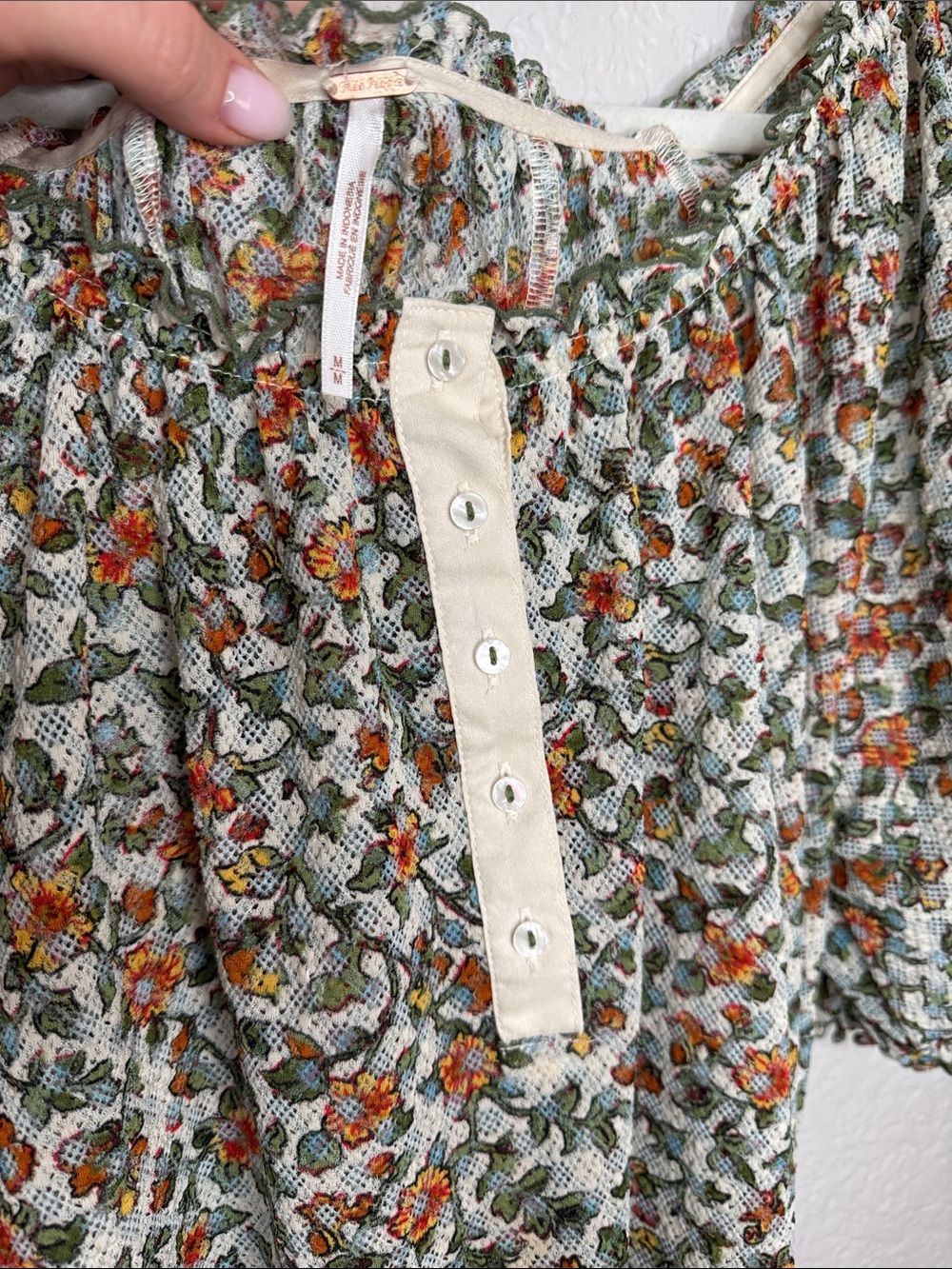 Free People Astra Peasant Top Floral Daisy Medium Summer Lightweight - Picture 3 of 8